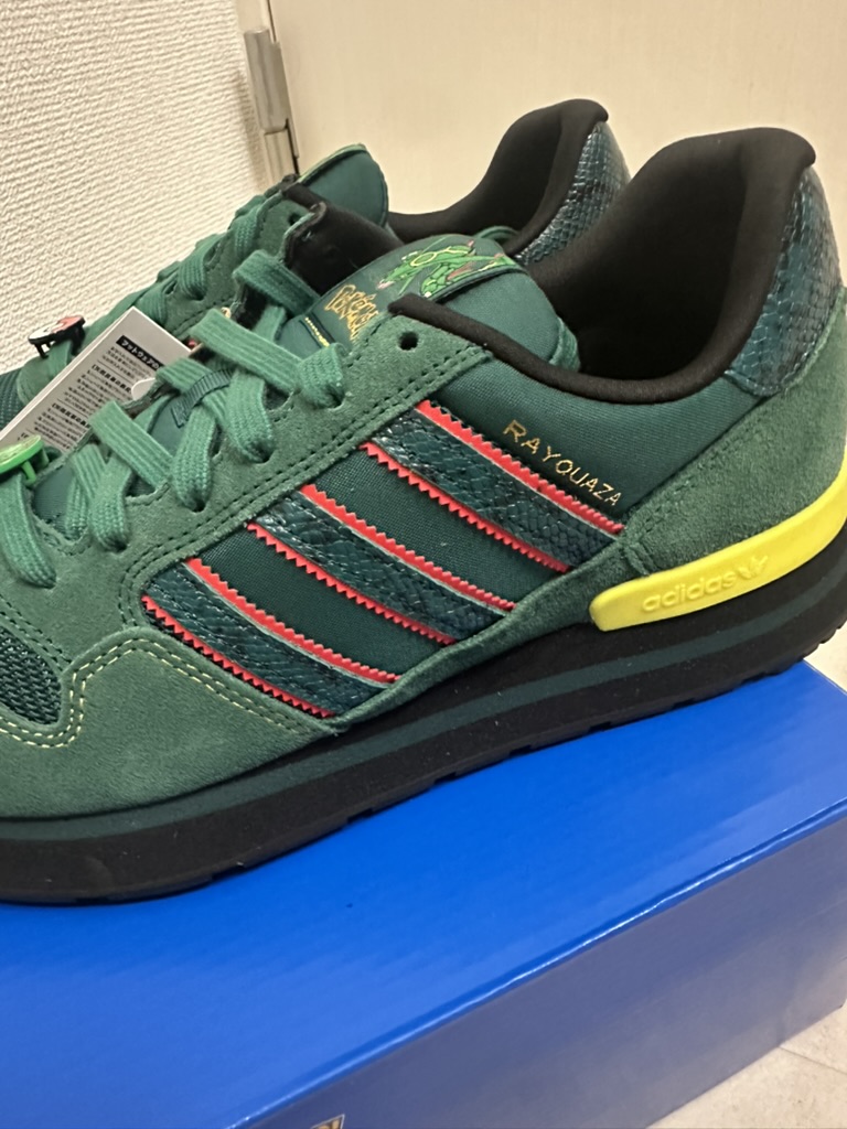 Side view of Rayquaza adidas sneakers